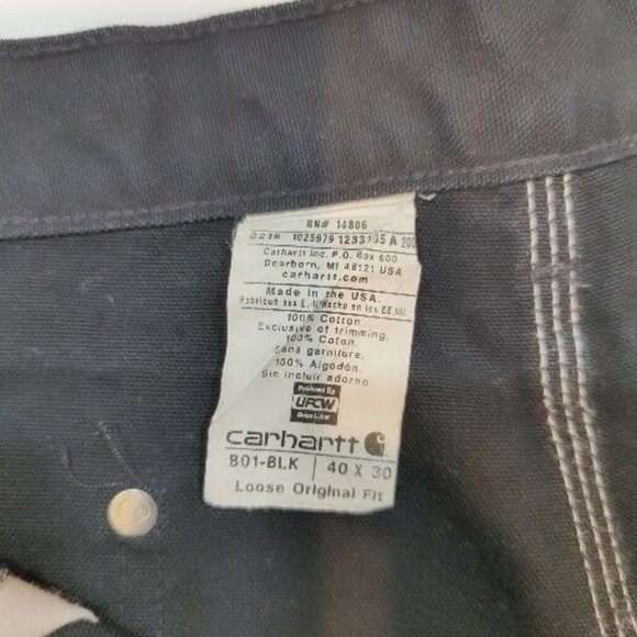 Vtg Carhartt Men's B01 BLK Double Knee Carpenter Jeans 40x30 USA Loose Original - Picture 8 of 10